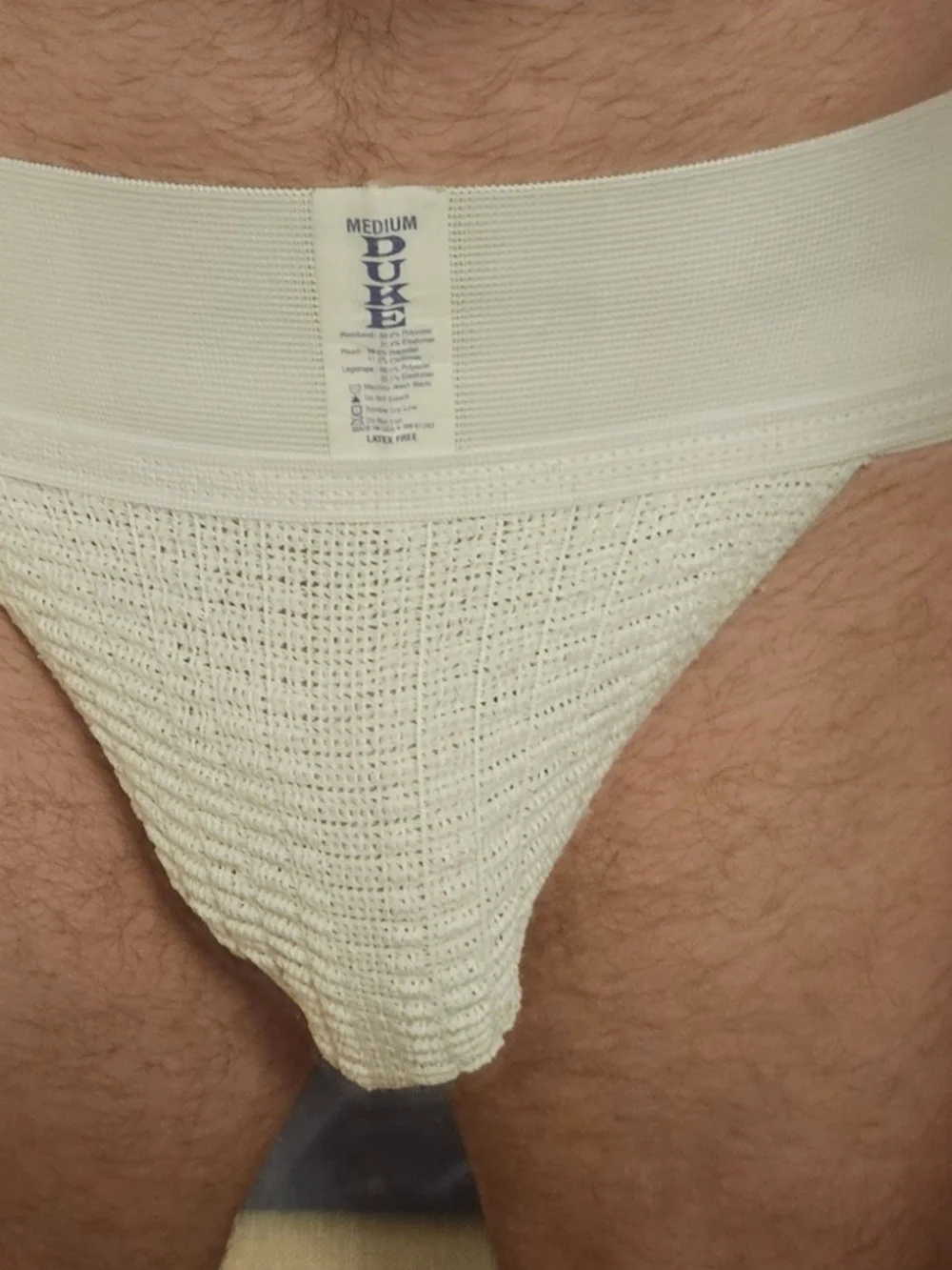DUKE Men’s White Athletic Jockstrap with Waffle Mesh Pouch